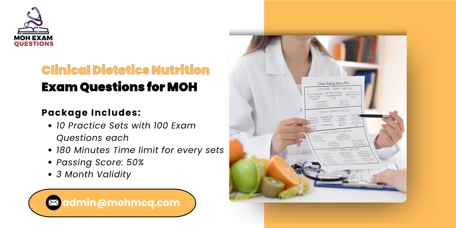 Clinical Dietetics Nutrition Exam Questions for MOH