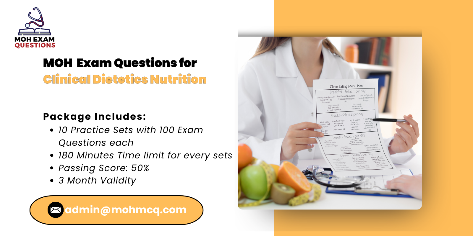 MOH Exam Questions for Clinical Dietetics Nutrition