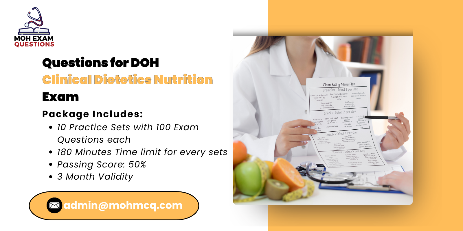 Questions for MOH Clinical Dietetics Nutrition Exam