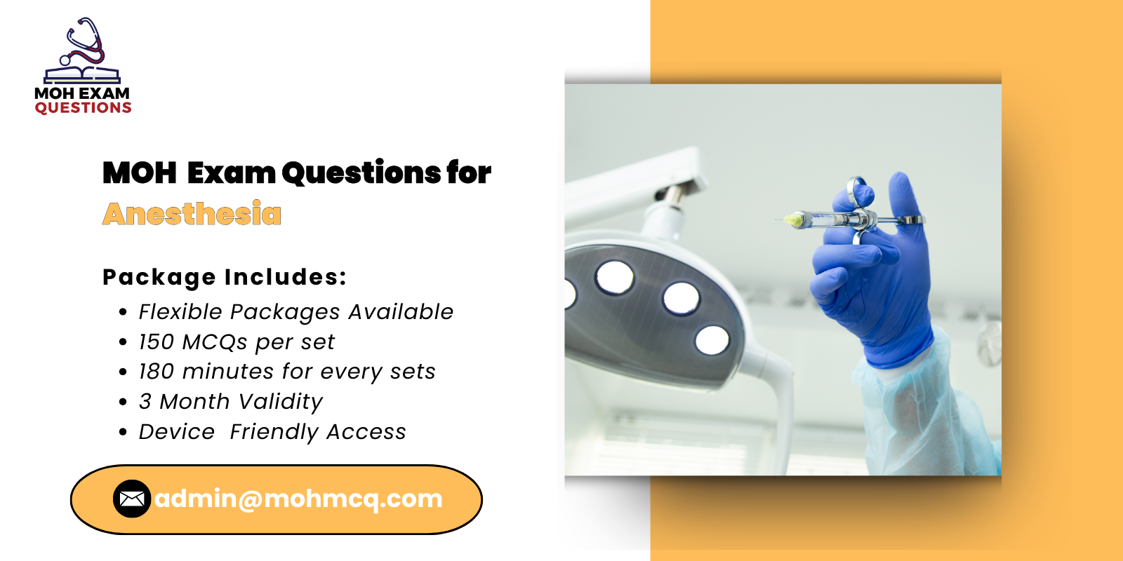 MOH Exam Questions for Anesthesia